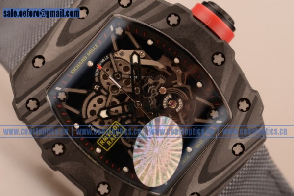 1:1 Clone Richard Mille RM 055 Watch Carbon Fiber RM 055 Grey Leather/Nylon strap